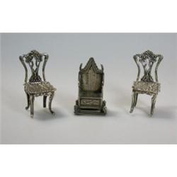 An Edwardian silver miniature model of the Coronation Chair by Levi and Salaman, Birmingham 1901, 4.