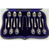 Image 1 : A set of twelve silver brightcut engraved teaspoons, maker JR, Sheffield 1913, cased together with..