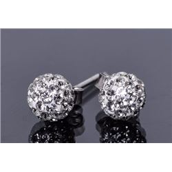 Pair of Sterling Silver .925 and Cubic Zirconia Ball Studs
