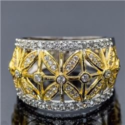 Sterling Silver .925 and Cubic Zirconia Floral Barrel Ring