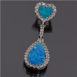 Sterling Silver .925 and Synthetic Blue Opal Pendant