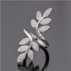 Sterling Silver .925 and Cubic Zirconia Foliate Ring