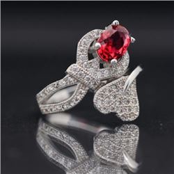 Sterling Silver 9.25 and Synthetic Stone Bypass Ring