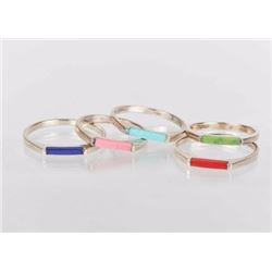 Five Sterling Silver .925 Rings with Colorful Stones