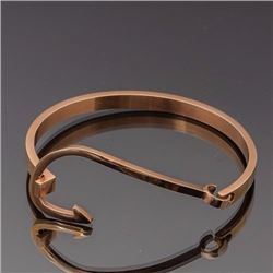 Rose Gold Plated Sterling Silver Fish Hook Bangle