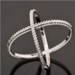 Sterling Silver .925 and Cubic Zirconia crossover x ring