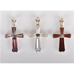 Trio of Sterling Silver Cross Pendants