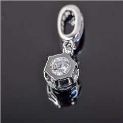 Sterling Silver Micro Pave Cubic Zirconia round Pendant
