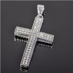 Sterling Silver Micro Pave Cubic Zirconia Cross Pendant
