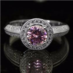 Sterling Silver .925 Ring with Pink Synthetic Stone