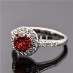 Sterling Silver, Cubic Zirconia and red stone Ring