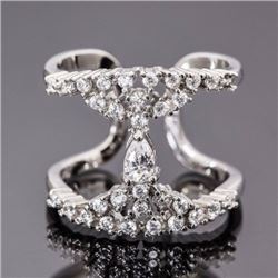 Sterling Silver and Cubic Zirconia Open Back Barrel Ring