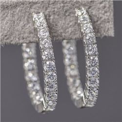 Silver Tone Cubic Zirconia Hoop Earrings