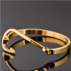 Gold Plated Stainless Steel Fish Hook Bangle