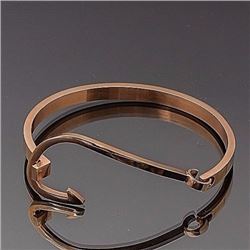 Rose Gold Plated Stainless steel Fish Hook Bangle