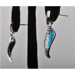 Sterling Silver .925 and Synthetic Opal Earrings