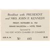 Image 2 : John and Jacqueline Kennedy Dallas Breakfast Ticket and Photograph