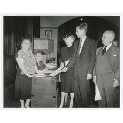 John F. Kennedy 1946 Congressional Campaign Photograph Voting in Primary With Grandparents
