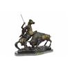 Image 8 : 23 LBS Buffalo Hunt Solid Bronze Statue on Marble base (13"X18")