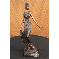 10 LBS Bronze Sculpture Gorgeous Flower Woman Blossom Art Nouveau Deco Statue (19"X9")