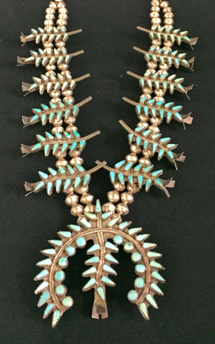 Vintage Zuni Squash Blossom Necklace