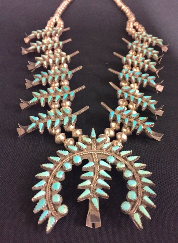 Vintage Zuni Squash Blossom Necklace