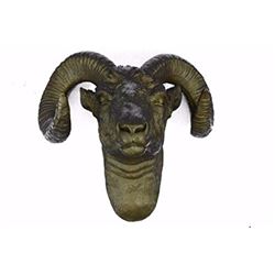Detailed Wall Mount Rams Head Bronze Sculpture