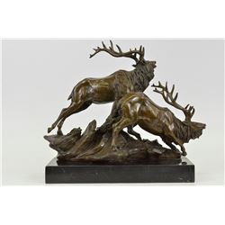 Elk Stag Buck Bronze Sculpture Hot Cast Figure