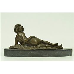 Nude Erotic Female Bronze Sculpture on marble base Statue