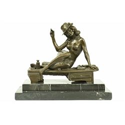 Burlesque Dancer With Hat And Cigar Bronze Sculpture