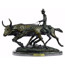 Dog Bronze Statue Décor on marble base