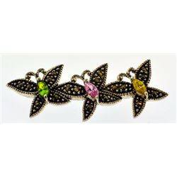 butterfly marcasite vintage sterling silver brooch