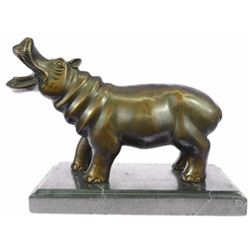 Wild Life, Hippopotamus, Animal edition bronze sculpture on marble base