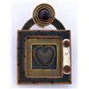 Image 1 : Vintage brass heart shape pin with amethyst