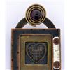 Image 2 : Vintage brass heart shape pin with amethyst