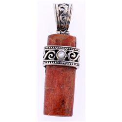 sterling silver brown chalcedony filigree pendant