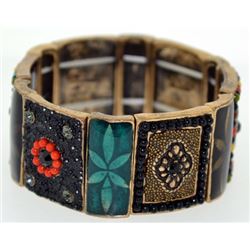 Vintage multi color gemstone stretch bracelet