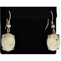 Vintage estate sterling silver cameo earrings