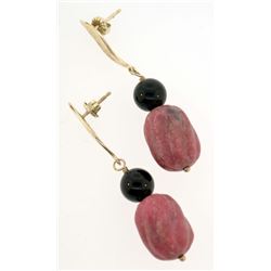 Vintage sterling silver black onyx & gemstone earrings