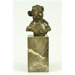 Female Bust Bronze Sculpture on marble base (9"X3")