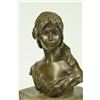 Image 2 : Female Bust Bronze Sculpture on marble base (9"X3")