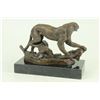 Image 5 : Cheetah Wildlife Bronze sculpture on marble base (7"X9")