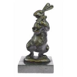 Bunny With Baby Bronze Statue (7"X4")