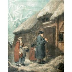 After George Morland (1763-1804) A Frugal Christmas mezzotint, 48 x 37cm   £80-100...