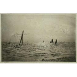 William Lionel Wyllie,RA (1851-1931) Sailing Ships in the English Channel signed lower left in penc.