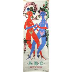 Bjorn Wimblad (Danish, b.1918) Two Girls signed lower right "Bjorn Wimblad" lithograph, 170 x 62cm..