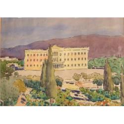 Walter Taylor (1860-1943) The Royal Palace, Athens signed lower right  "Walter Taylor" watercolour,.