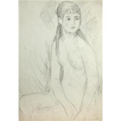 Mark Gertler (1892-1939) Portrait of a Girl pencil, 36 x 26cm  Provenance: A drawing by Gertler dra.