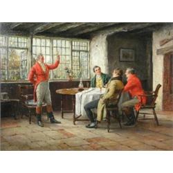 Margaret Dovaston (b.1884) The Toast signed lower right "M Dovaston" oil on canvas, 44 x 59cm Prove.