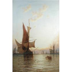 Attributed to George Stainton (fl.1860-1890) On the Medway signed lower right "G Stainton" and insc.